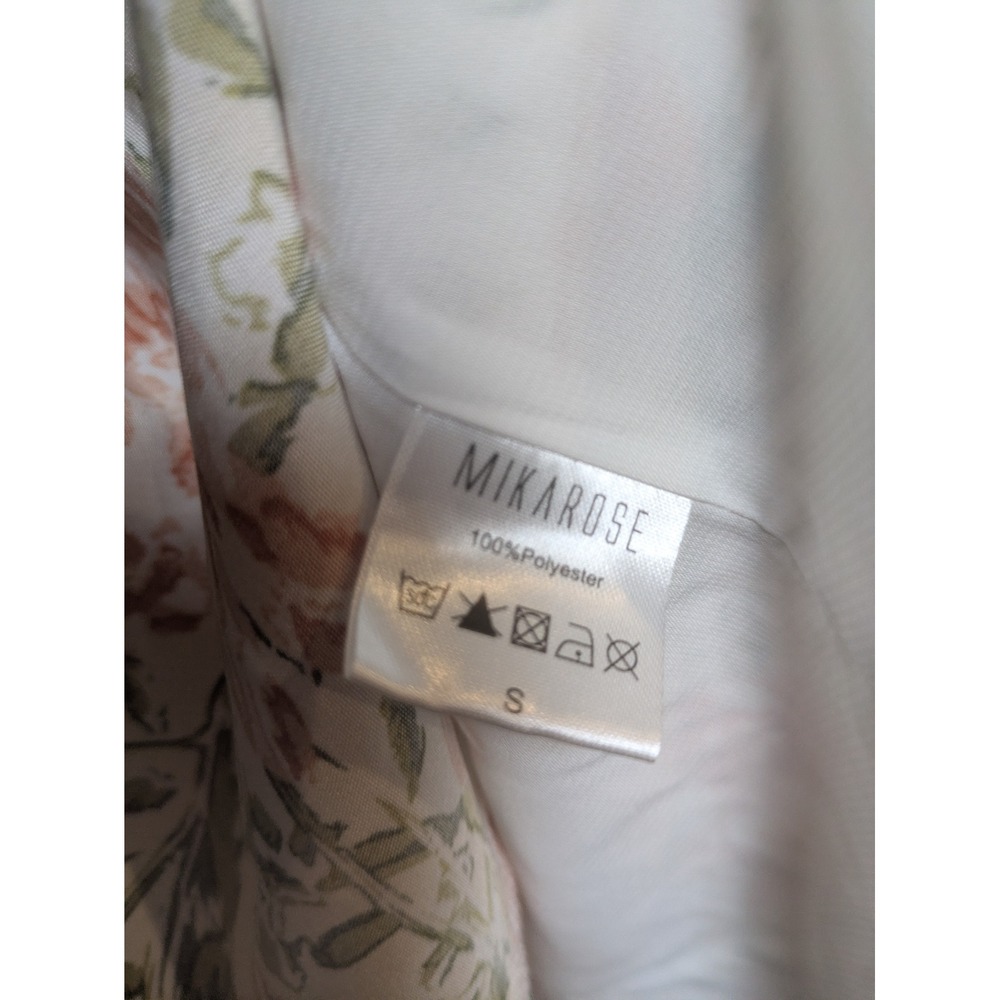 Mikarose Maxi Dress Women's Small White Orange Floral Tiered Smocked Flutter - Picture 7 of 9